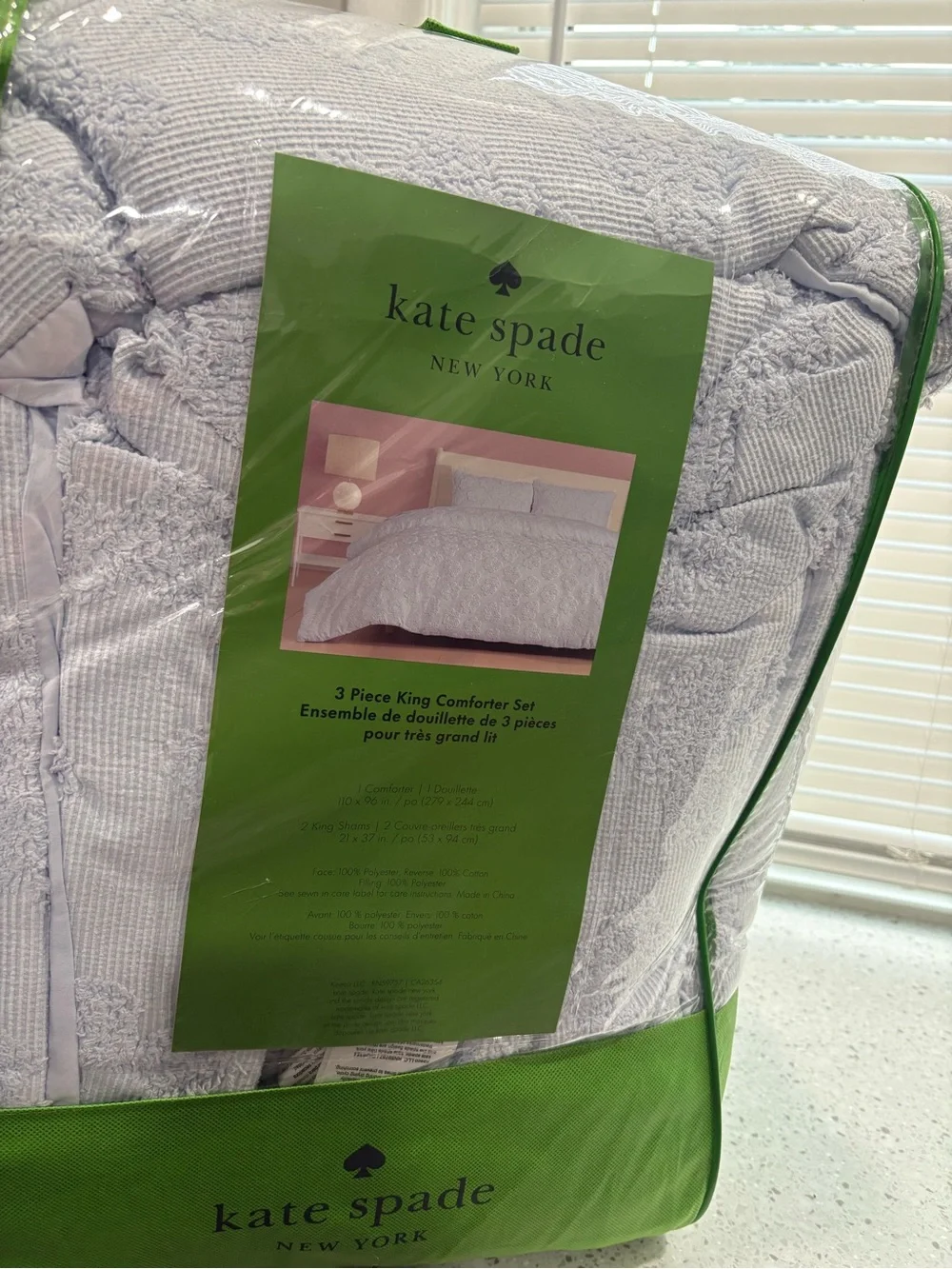 NEW Kate Spade Pop Floral in Light Morning Glory 3 piece King Comforter Set